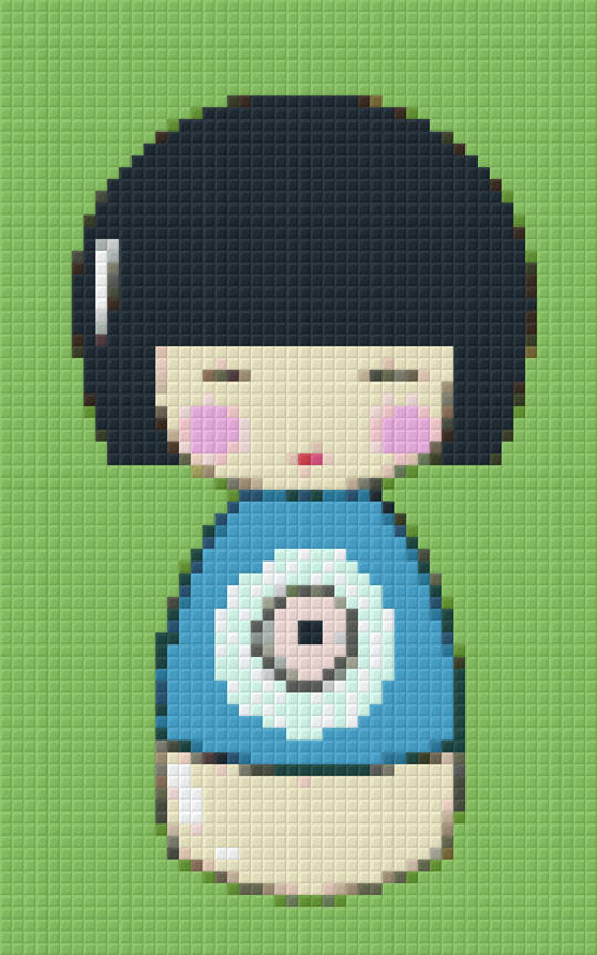 Blue Japanese Doll Two [2] Baseplate PixelHobby Mini-mosaic Art Kit